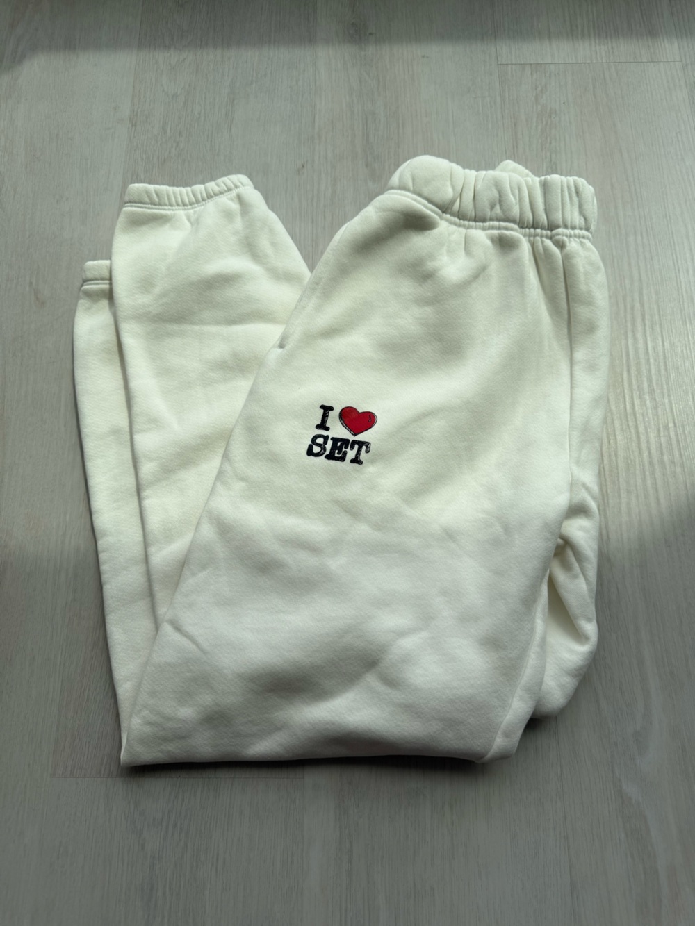SET Active Off White Sweatpant Jogger with Red Heart Logo